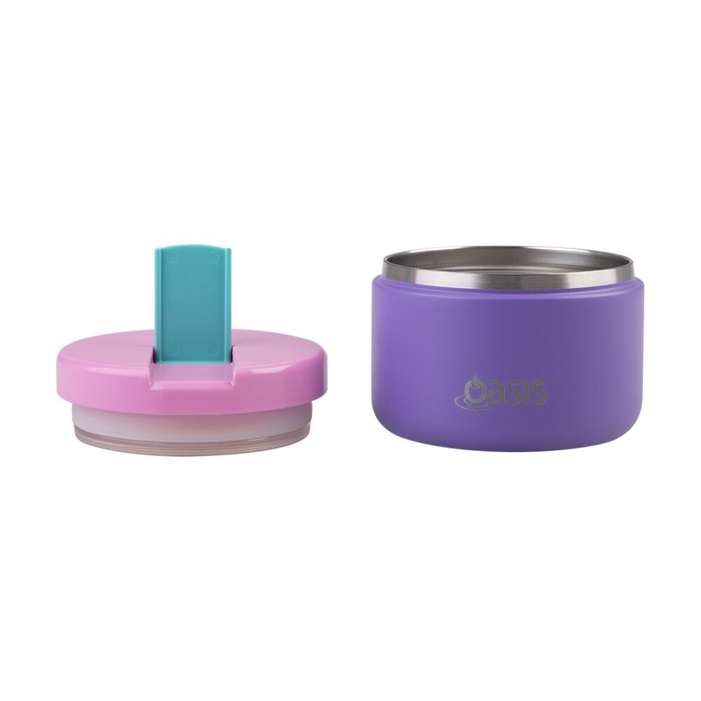 2PK Oasis Stainless Steel Double Wall Insulated Food Flask Mermaid Purple 300ml