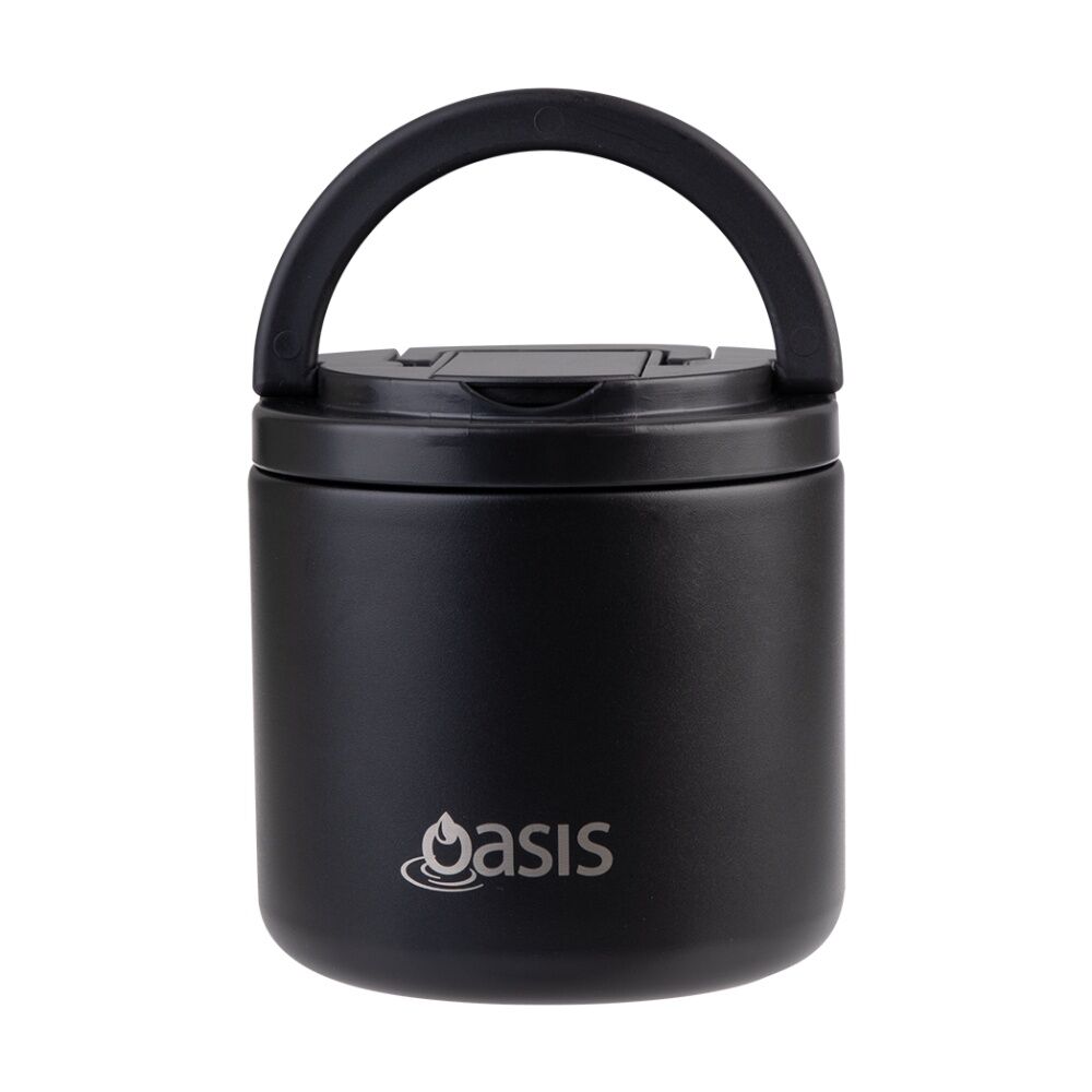 Oasis Stainless Steel Double Wall Insulated Food Flask W/ Lid Black 500ml