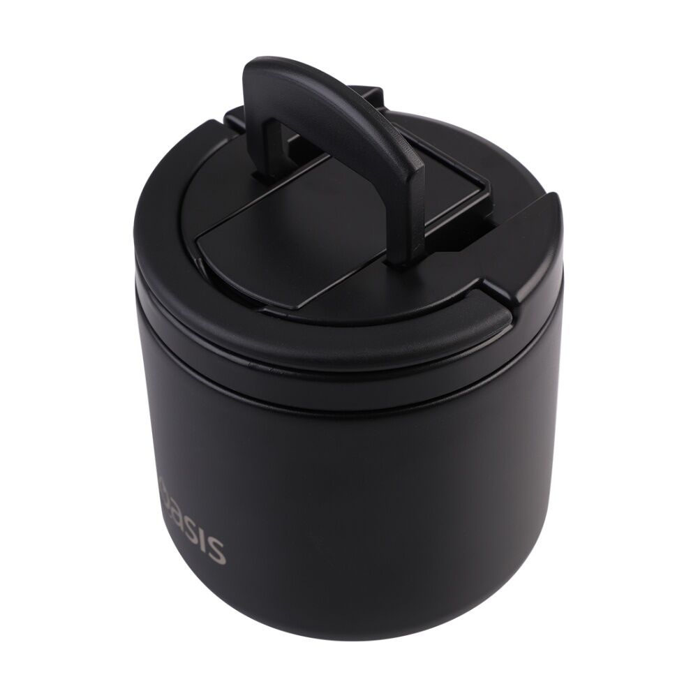Oasis Stainless Steel Double Wall Insulated Food Flask W/ Lid Black 500ml