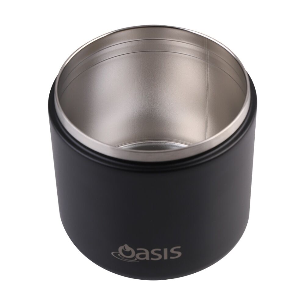 Oasis Stainless Steel Double Wall Insulated Food Flask W/ Lid Black 500ml