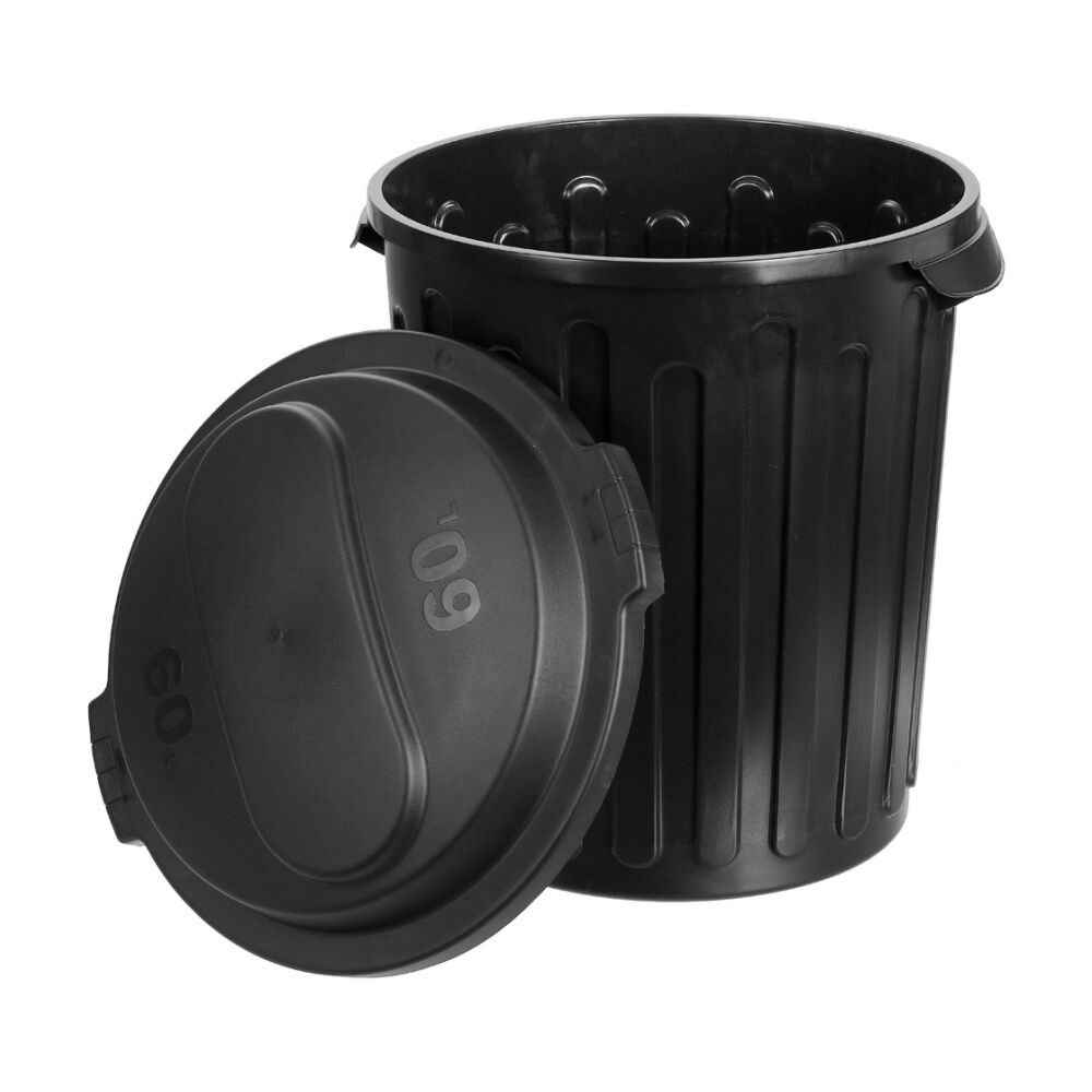 4x Boxsweden Dome Top Heavy Duty Durable Rubbish Bin Lid W/ Handles Black 60L