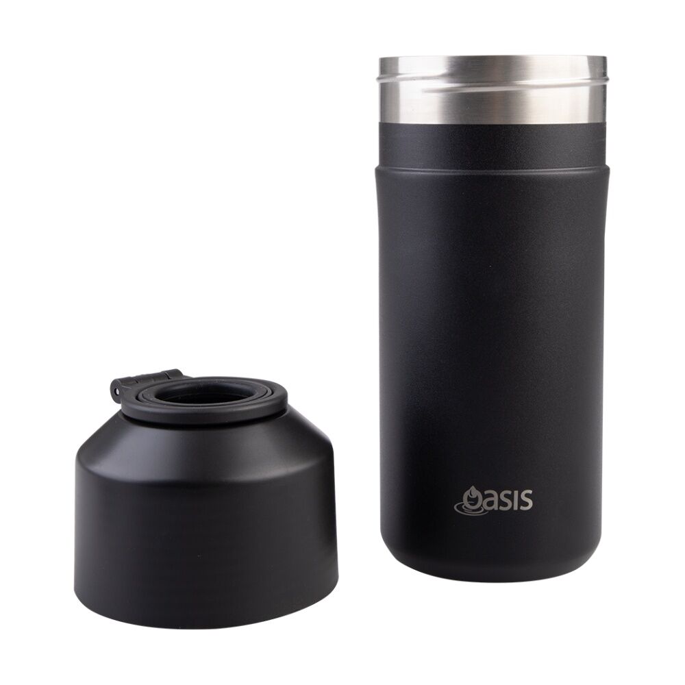 Oasis Stainless Steel Double Wall Insulated Adjustable Wine Cooler Black