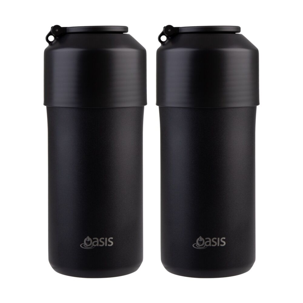 2PK Oasis Stainless Steel Double Wall Insulated Adjustable Wine Cooler Black