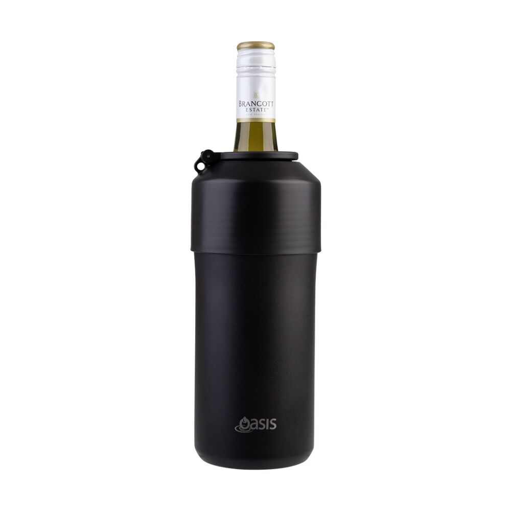 2PK Oasis Stainless Steel Double Wall Insulated Adjustable Wine Cooler Black