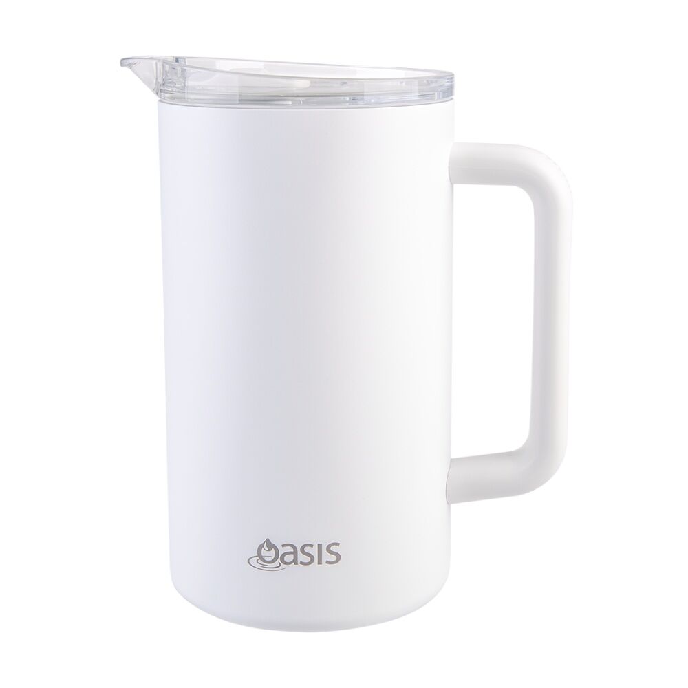 Oasis Ceramic Lined Stainless Steel Insulated Water Pitcher White 1.5L