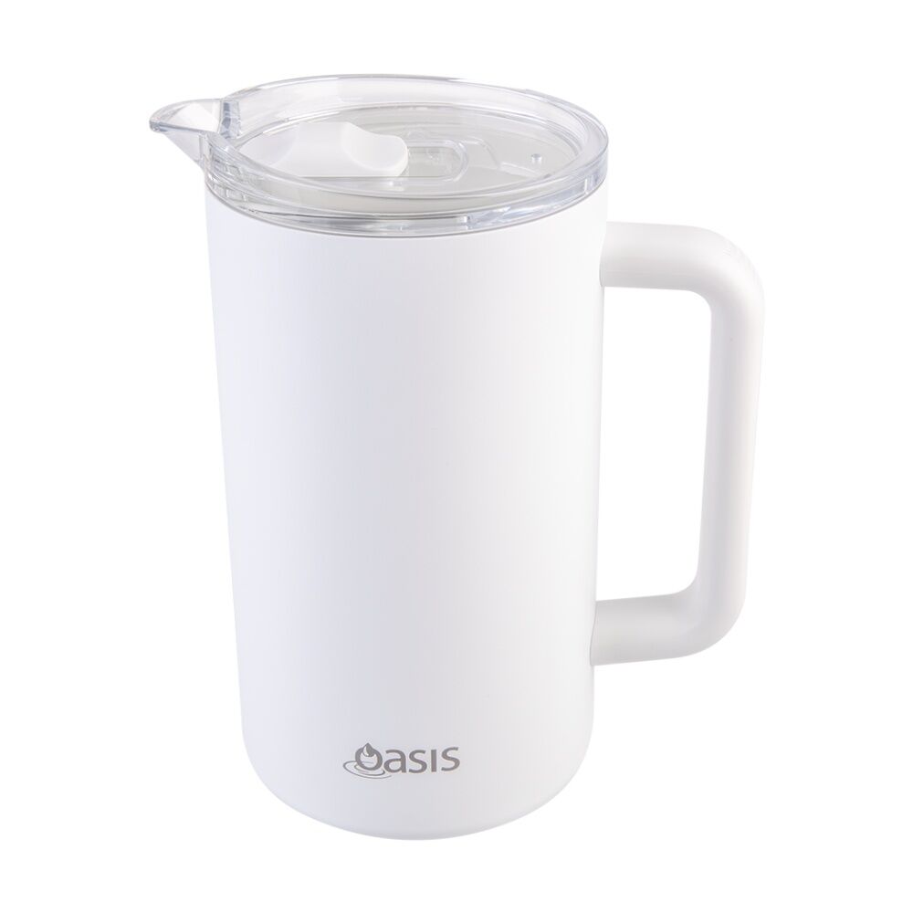 Oasis Ceramic Lined Stainless Steel Insulated Water Pitcher White 1.5L