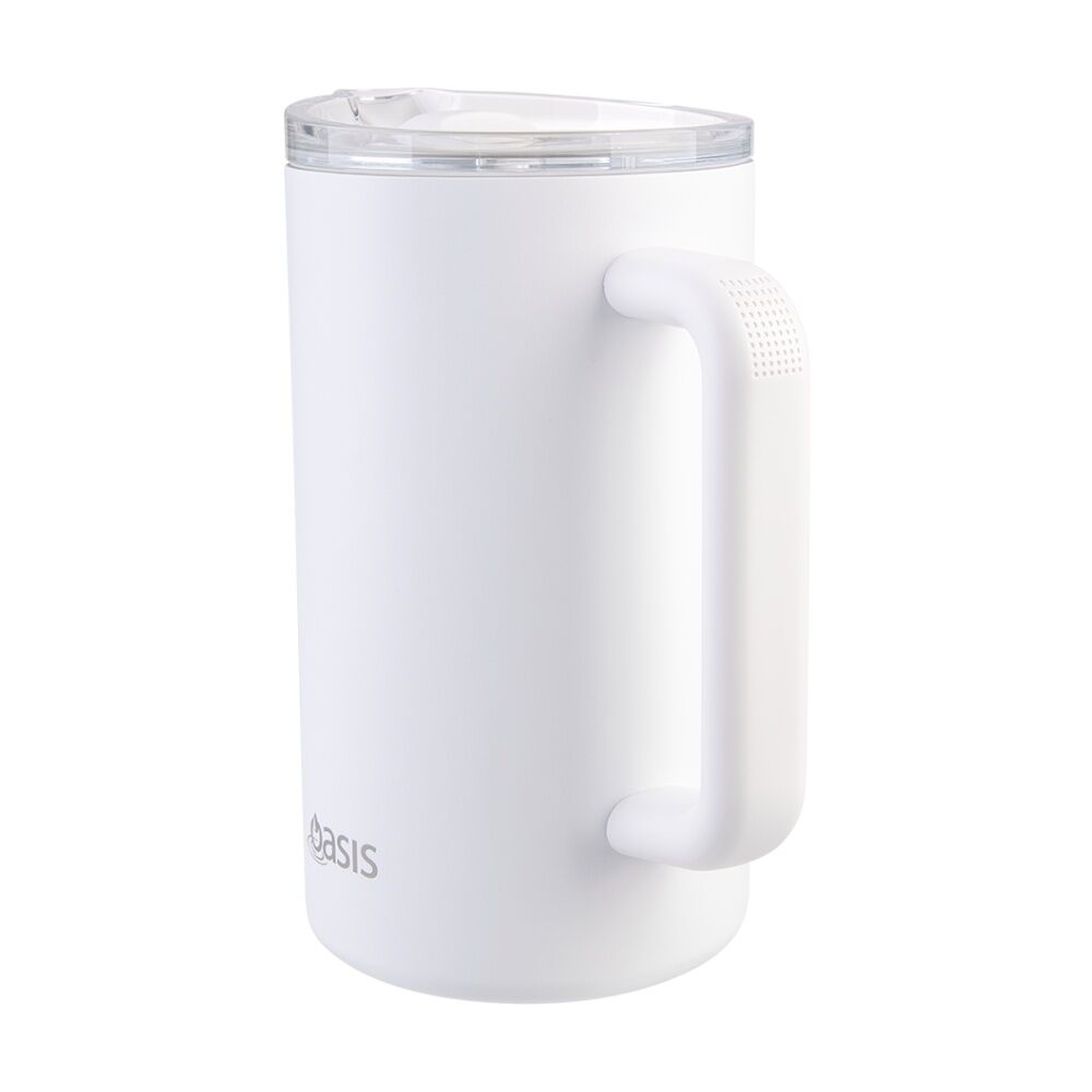 Oasis Ceramic Lined Stainless Steel Insulated Water Pitcher White 1.5L
