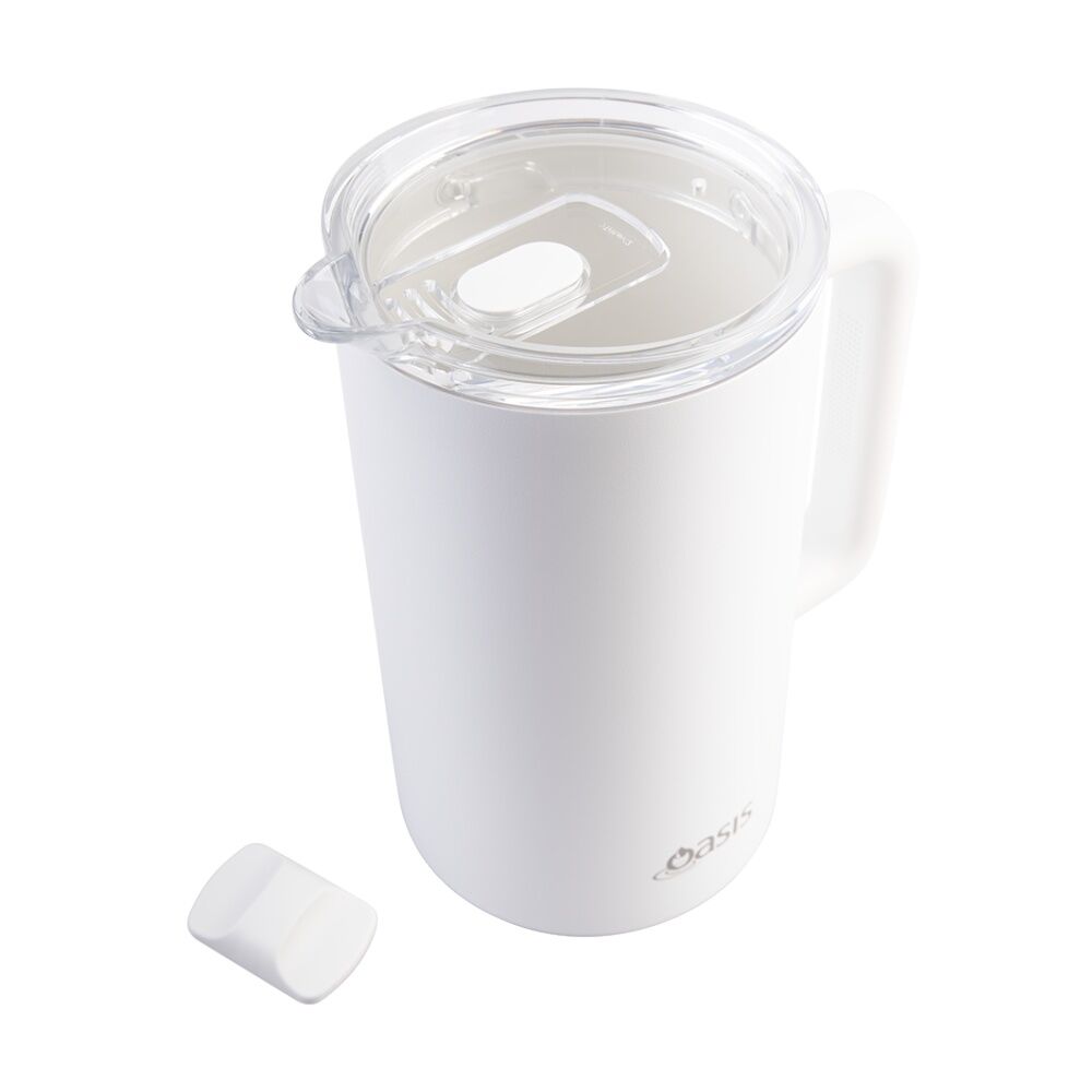 Oasis Ceramic Lined Stainless Steel Insulated Water Pitcher White 1.5L