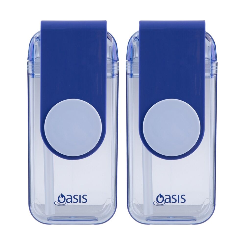 2PK Oasis Kids Tritan Impact Resistant Juice Box With Straw Blue 300ml