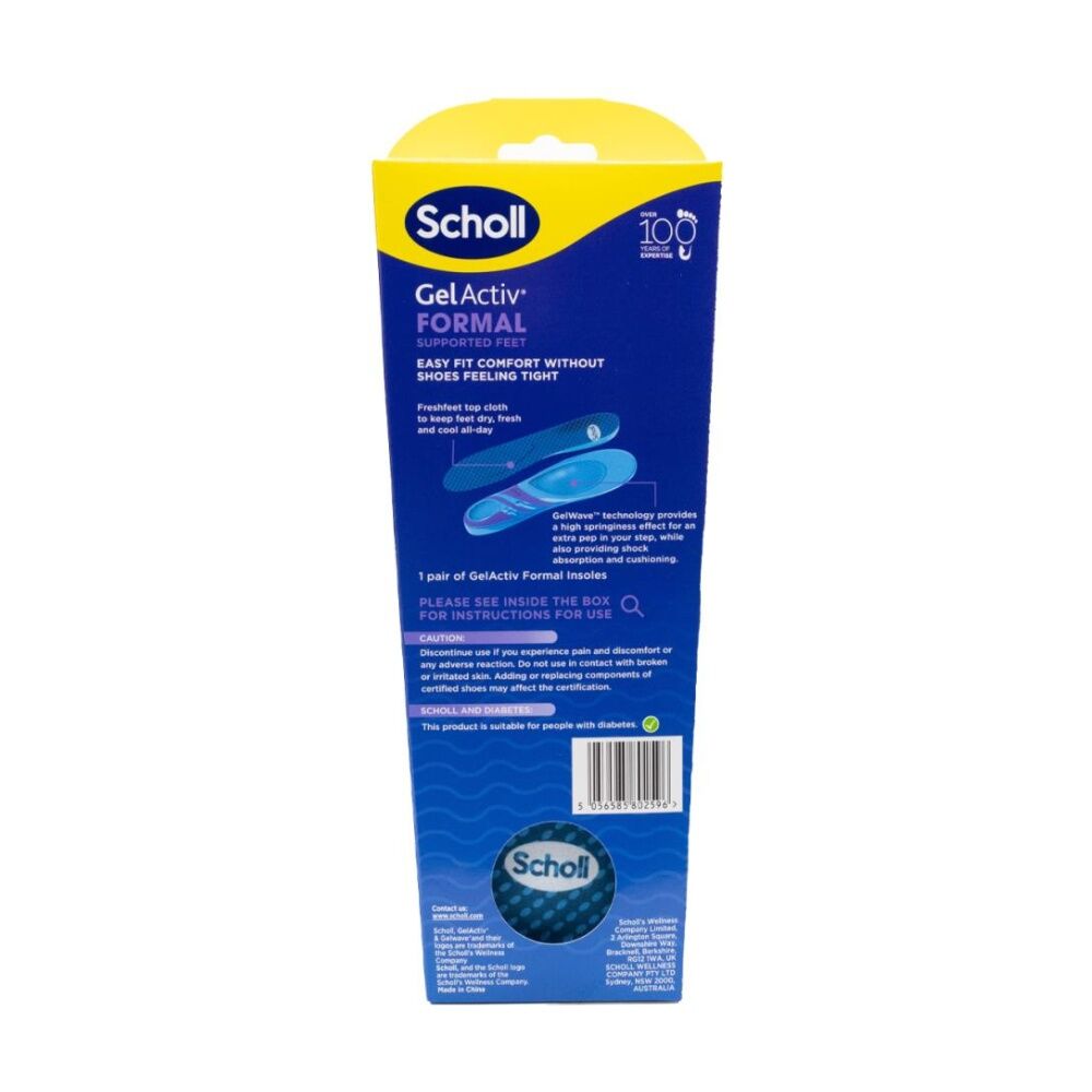 4PK Scholl Gel Activ Formal Supported Feel Shoe Insoles Gelwave Technology SML