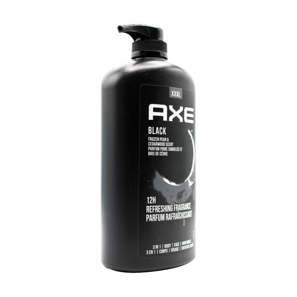 6PK Axe Men's 3 In 1 Face Hair Body Wash Black Frozen Pear & Cedarwood 1L