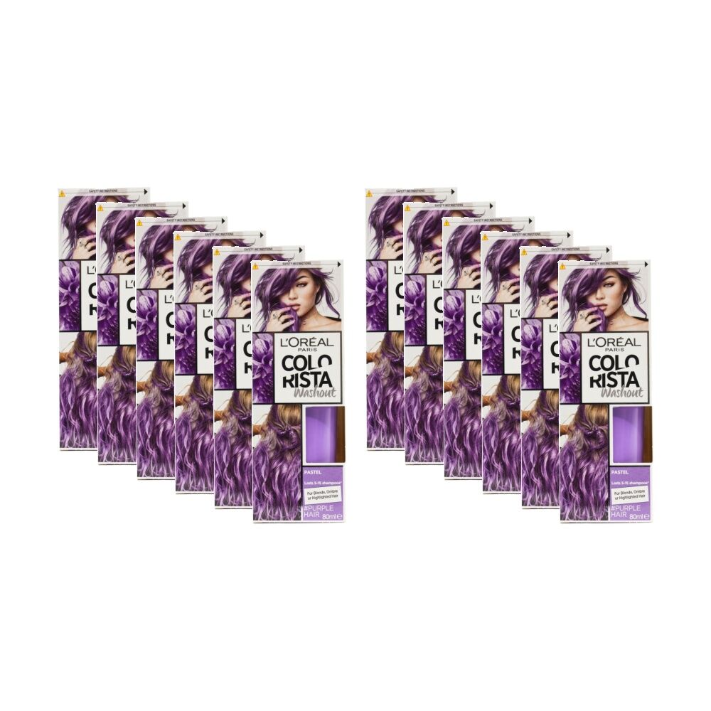 12PK Loreal Paris Colorista Washout Pastel Purple Temporary Hair Dye 80ml