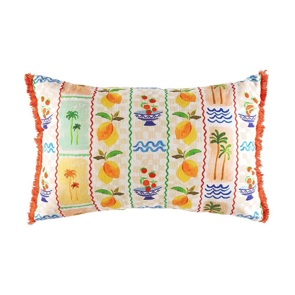 Kas Australia Riviera Cushion Cotton Tropical Print Multi 60x40cm