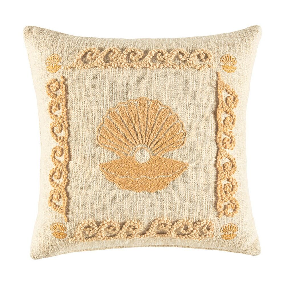 Kas Australia Cora Cushion Cotton Cover Soft Shell Natural 50x50cm
