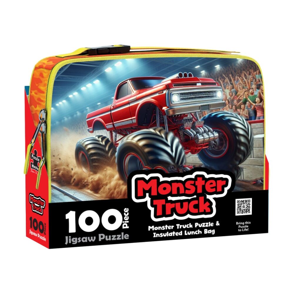 100pc Puzzle Master Lunch Box Monster Truck AR Edition Set Insulated