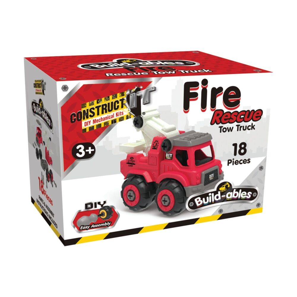 2PK 18pc Construct It Build-ables Tow Truck Toy Kids Fun 3y+ Red