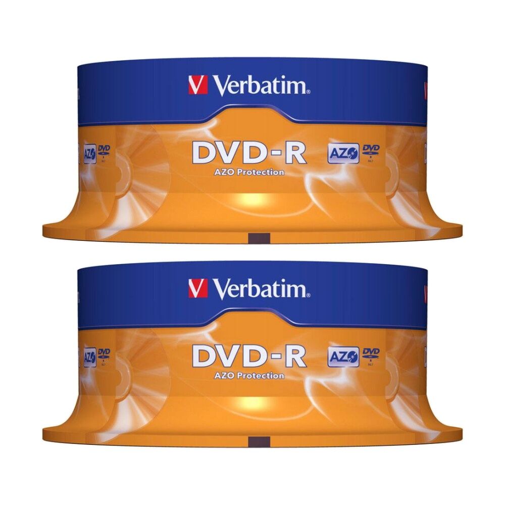 2 x 25pc VERBATIM DVD-R Spindle 16x Speed Blank Discs 4.7GB/120min