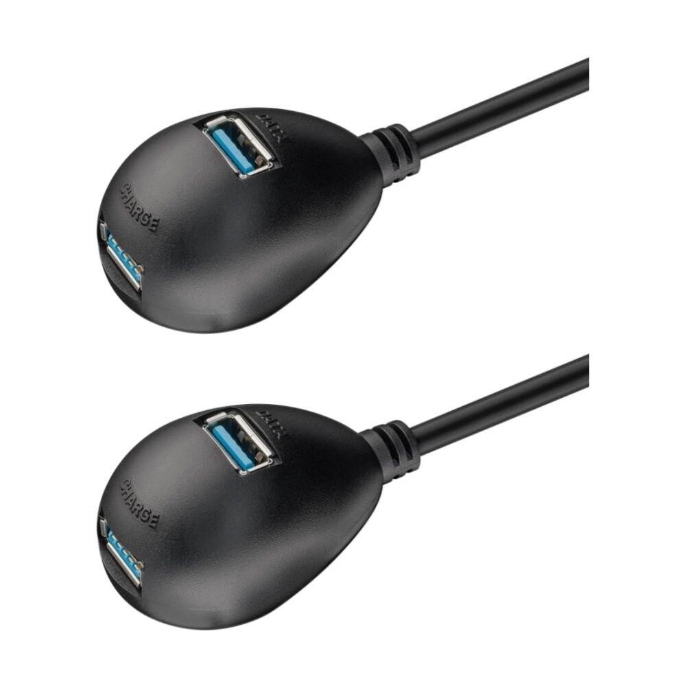 2PK Goobay USB 3.0 Hi-Speed Extension Cable w/ Desktop Foot 1.5m - Black