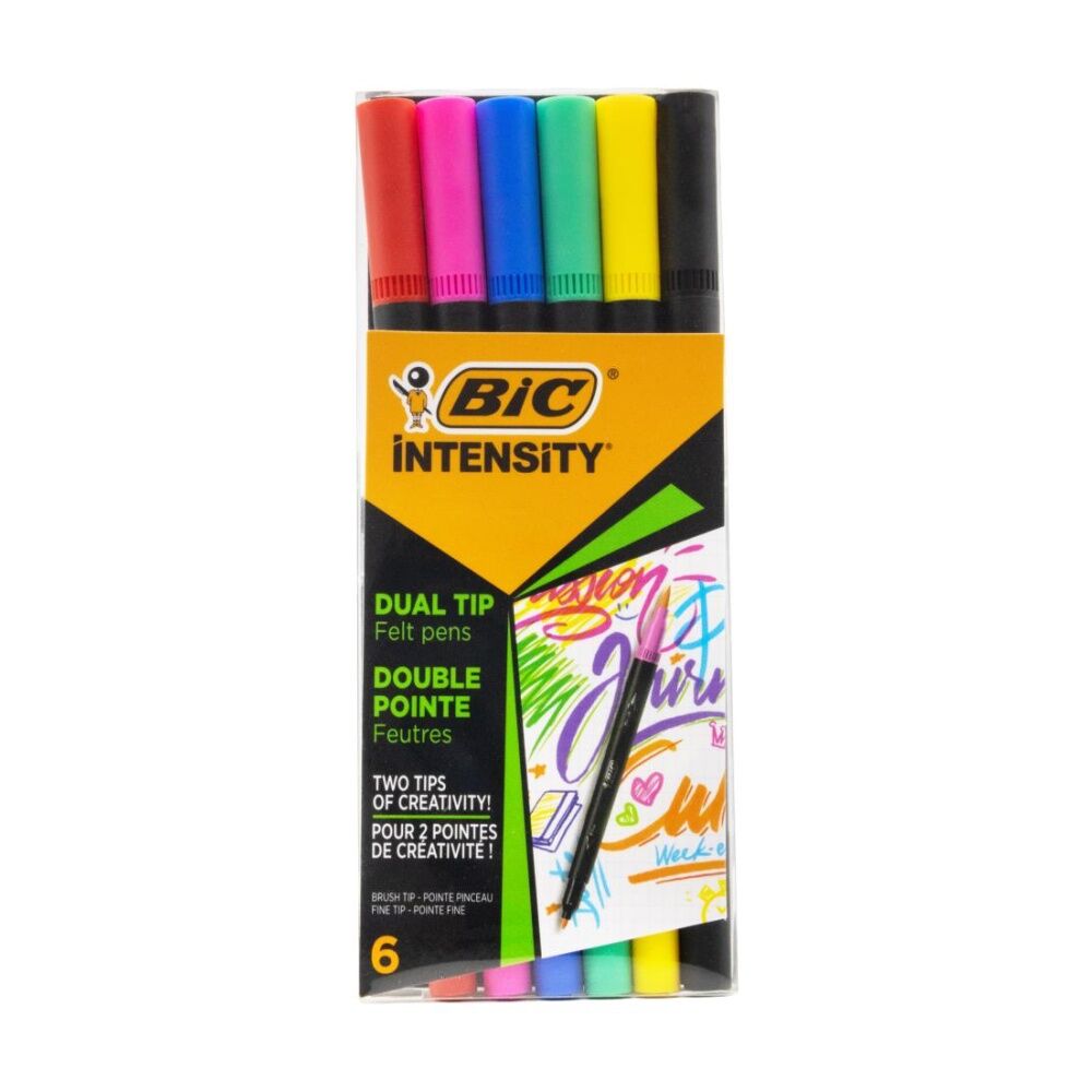 12x 6pc BIC Dual Tip Felt Pens Intensity Colours Pack Markers Create Art