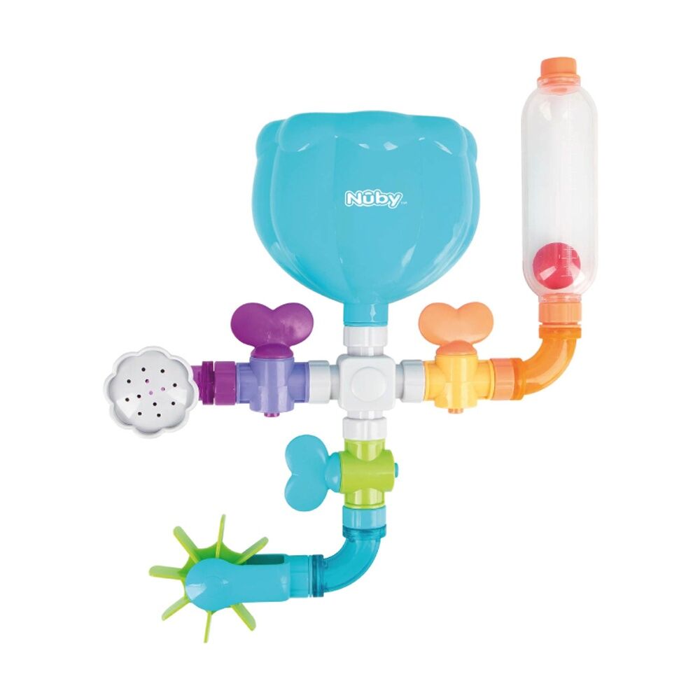 4x Nuby Wacky Water Works Bath Toy W/ Pipes Valves Suction Cups Multicolour 3m+