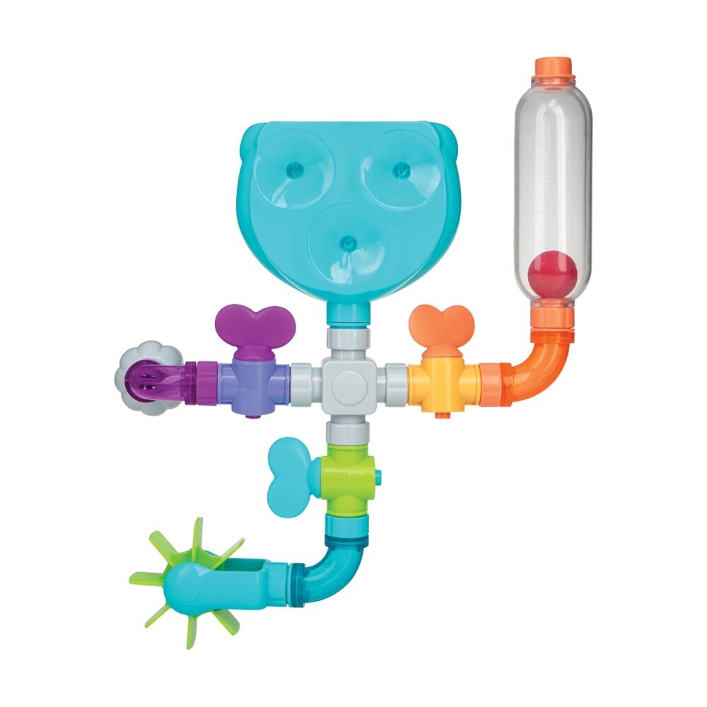 4x Nuby Wacky Water Works Bath Toy W/ Pipes Valves Suction Cups Multicolour 3m+