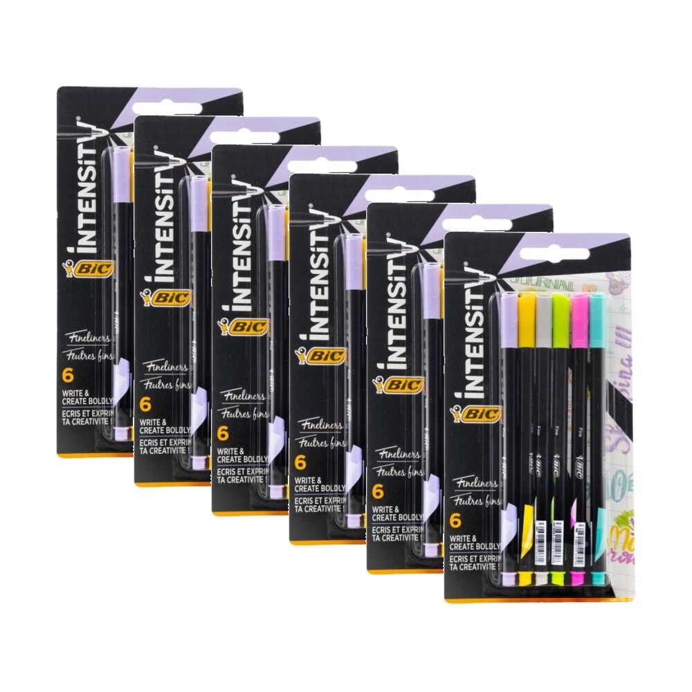 6x 6pc BIC Fineliner Pens Write Create Boldly Colours Stationery Set Markers