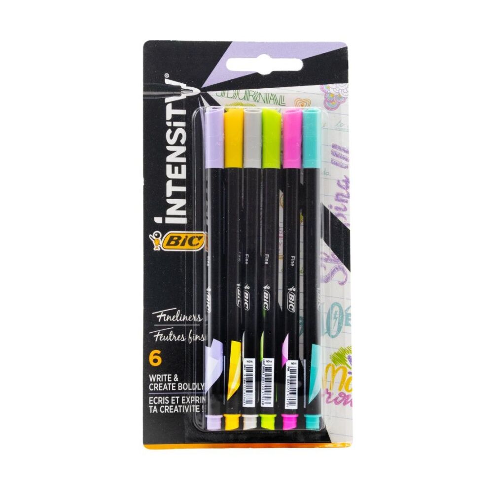 6x 6pc BIC Fineliner Pens Write Create Boldly Colours Stationery Set Markers