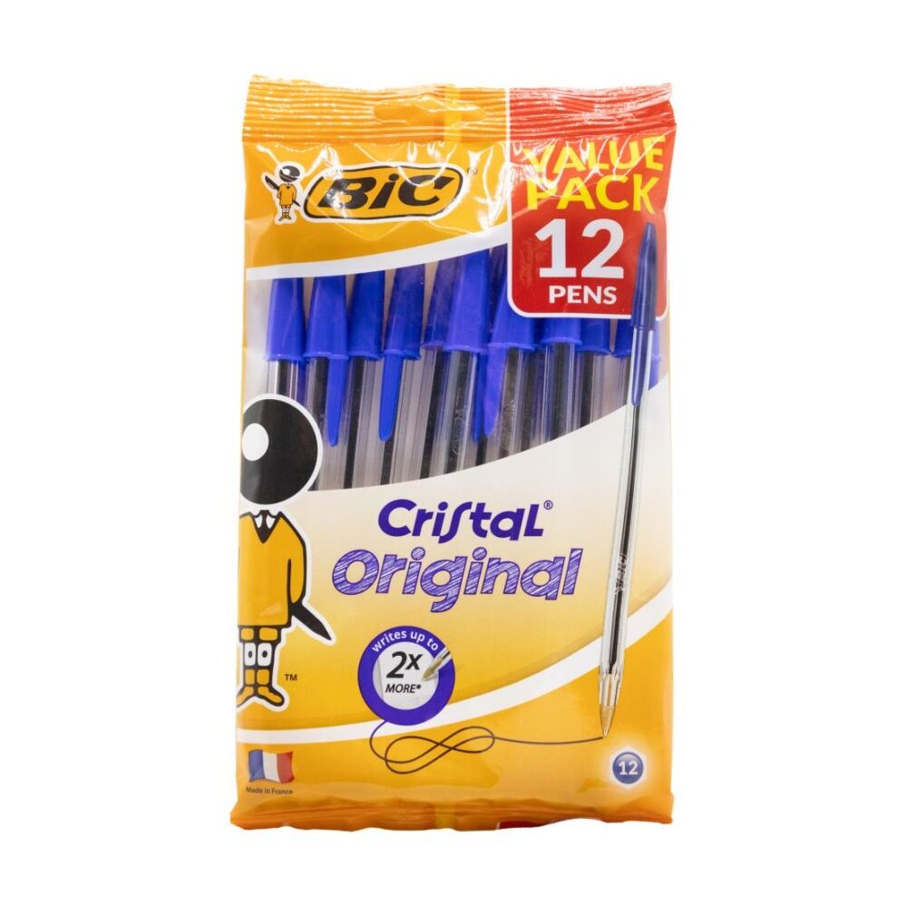 12x 12pc BIC Pens Cristal Original Ballpoint Writing Value Pack Blue
