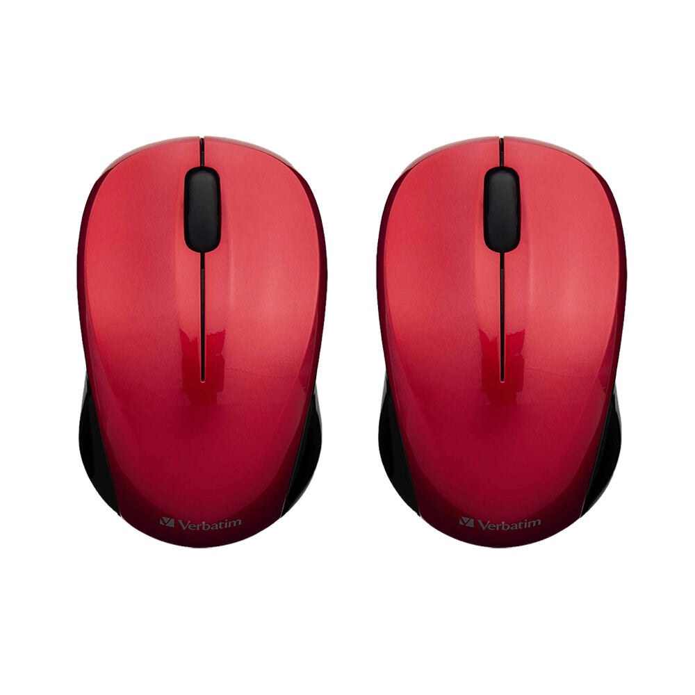 2PK VERBATIM Wireless Silent Computer/PC Blue LED 2.4Ghz Mouse Red