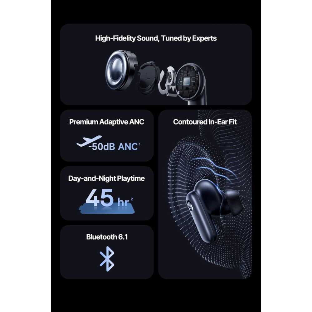 Baseus Inspire XP1 TWS Active Noise Cancelling In-Ear Earbuds Bose Sound Black