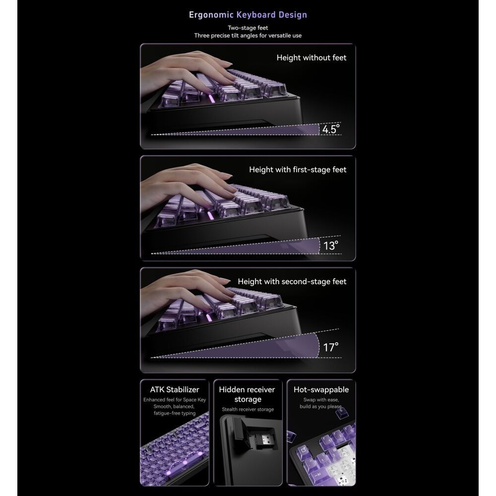 ATK A87 PRO Tri-Mode Wireless Mechanical Gaming Keyboard Starry Night Switch