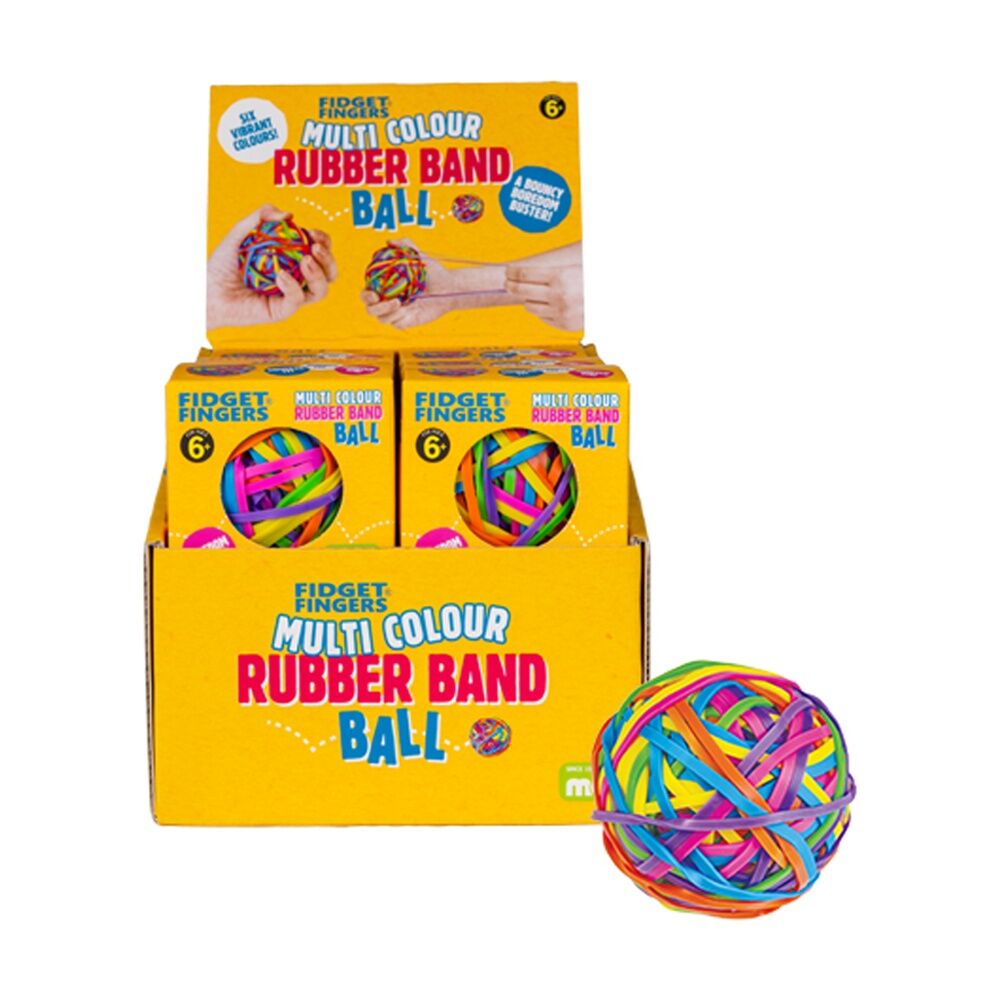 4PK MDI Rubber Band Ball Stress Relief Sensory Fidget Toy Assorted