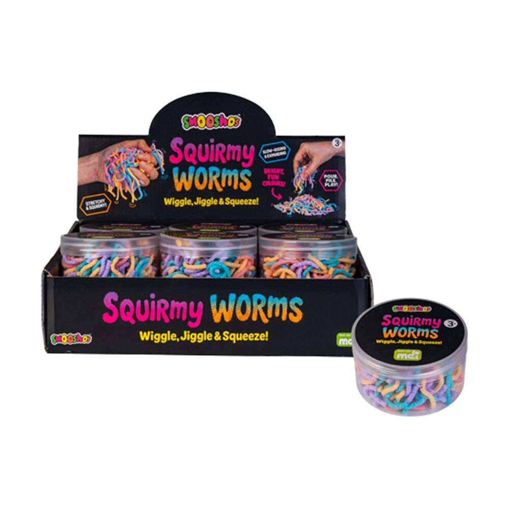 4PK Smooshos Squirmy Worms Squishy Stress Relief Sensory Toy 3Y+ Multicolour