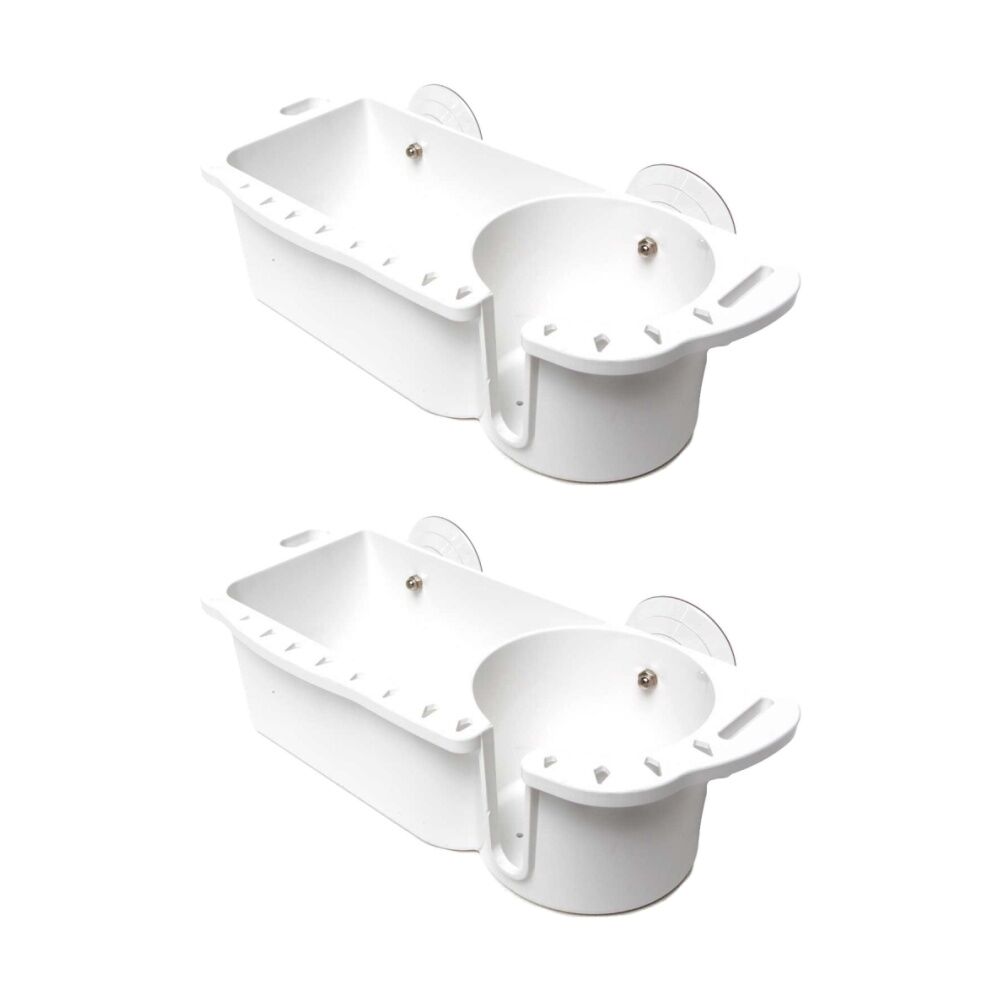 2PK Sea Pro Boat/Watercraft Caddy Organiser Storage W/ Drink Cup Holder White