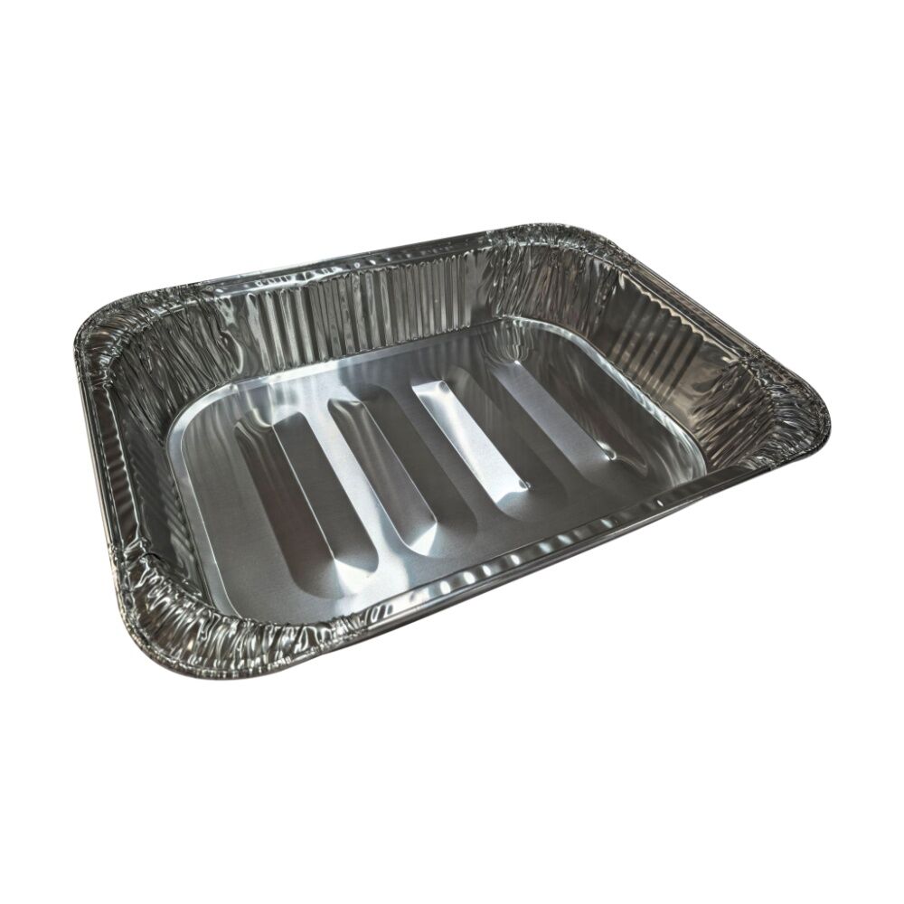 12x 3pc Partyware Single Use Foil Tray Set Rectangular 455x340x75mm