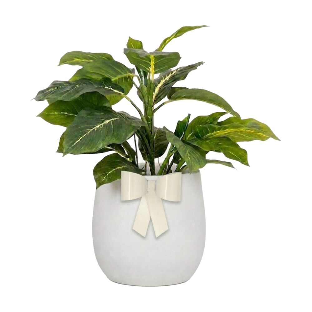 10PK Metal Bow Pot Sitter Powder Coated Garden Decor Ornament White 12cm