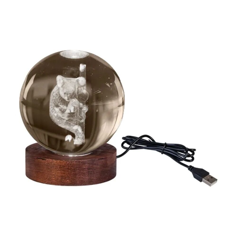 2PK Art + Tech 3D Crystal Ball Colour Changing Lamp USB Powered Koala