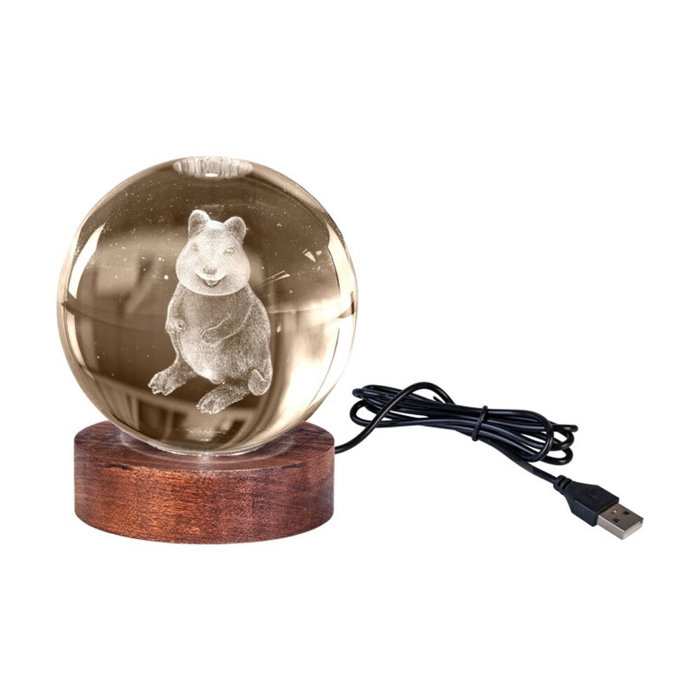 Art + Tech 3D Glass Crystal Ball Multi Colour LED Quokka Lamp