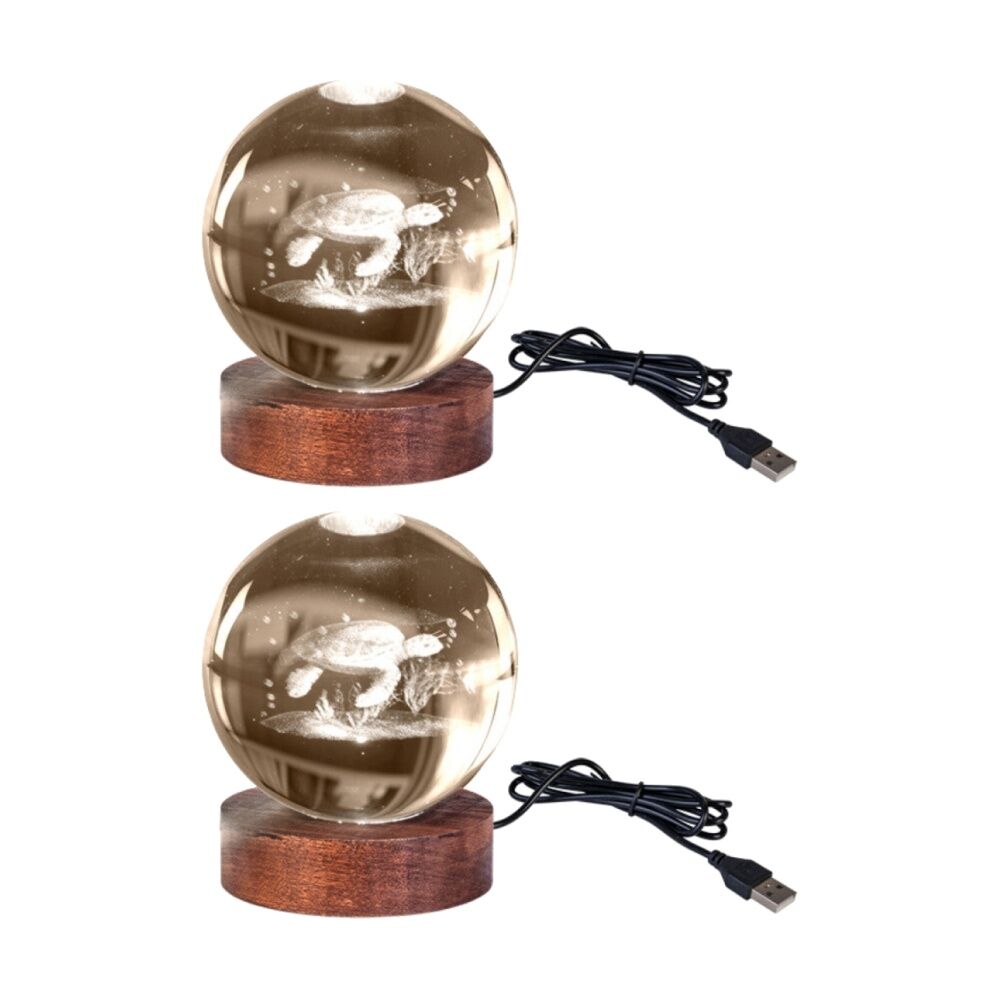 2PK Art + Tech 3D Crystal Ball Colour Changing Lamp USB Powered Turtle