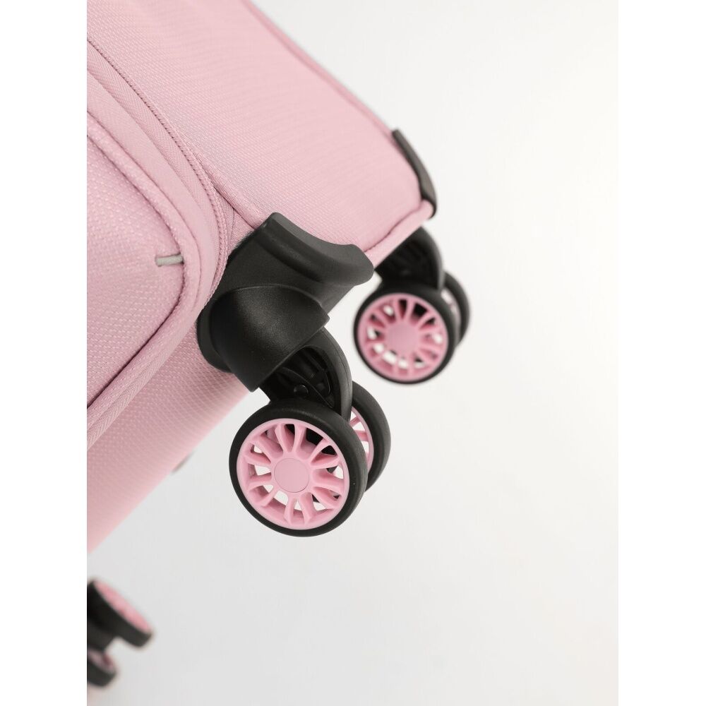 3pc Tosca So Lite Set Fabric Suitcases With Spinner Wheels And Locks Blush