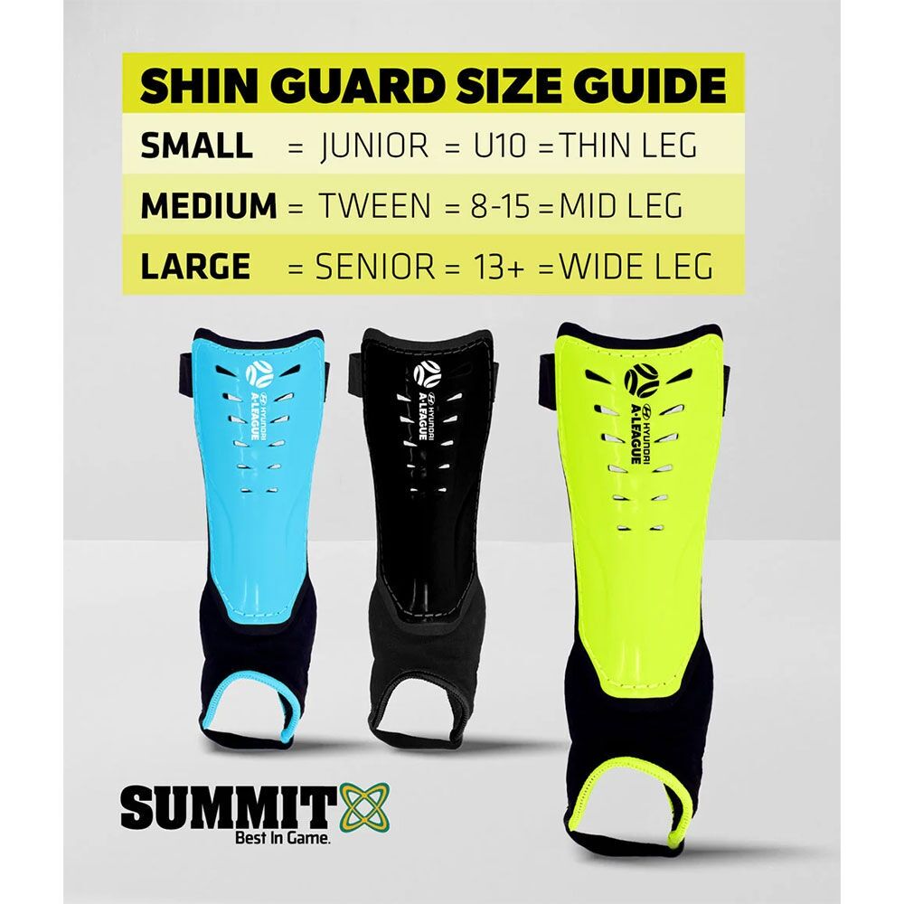 4x Hyundai A-League Sports/Soccer Shin Guard/Pads Size w/Ankle - Assorted
