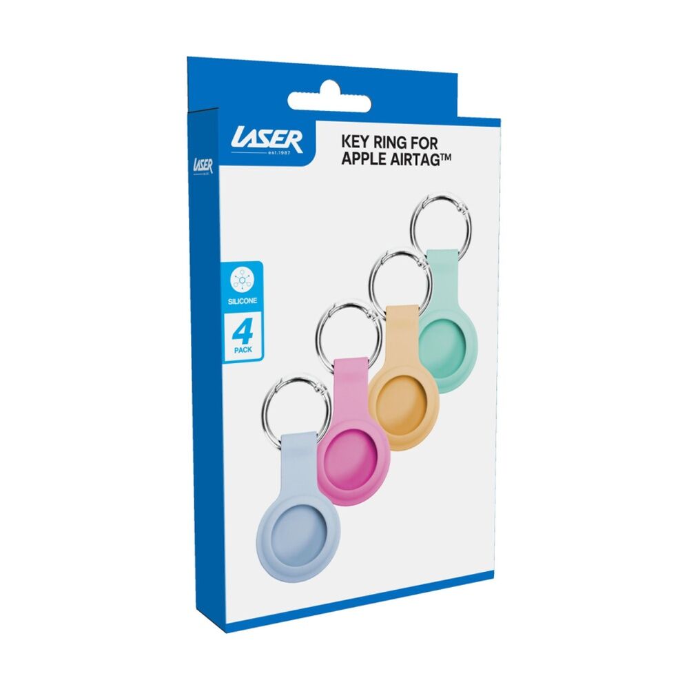 4x 4pc Laser AirTag Silicone Vibrant Tones Soft Touch With Keyring Multicolour