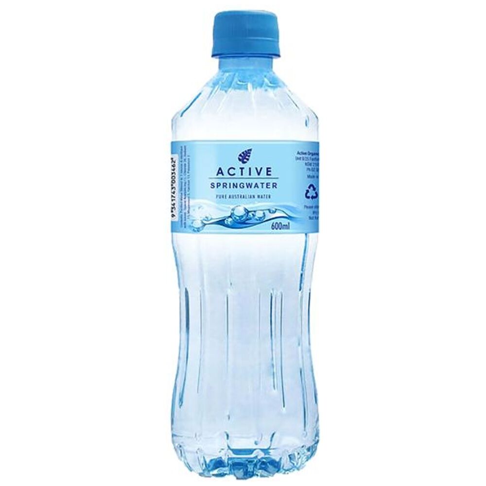 24PK Active Still Spring Water Pure Australian 600ml Drink Bottle