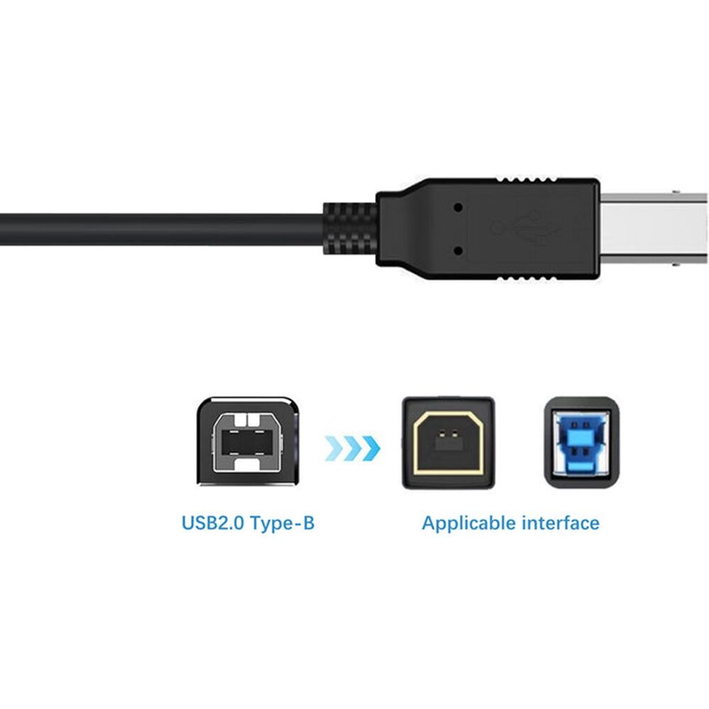 10PK Cruxtec USB Type-A to Type-B Cable 2.0 High-Speed Data Transfer 2m Black