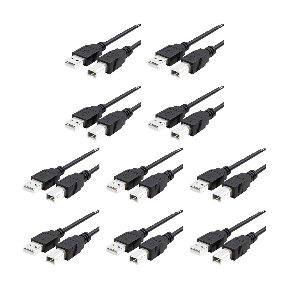 10PK Cruxtec USB Type-A to Type-B Cable 2.0 High-Speed Data Transfer 2m Black