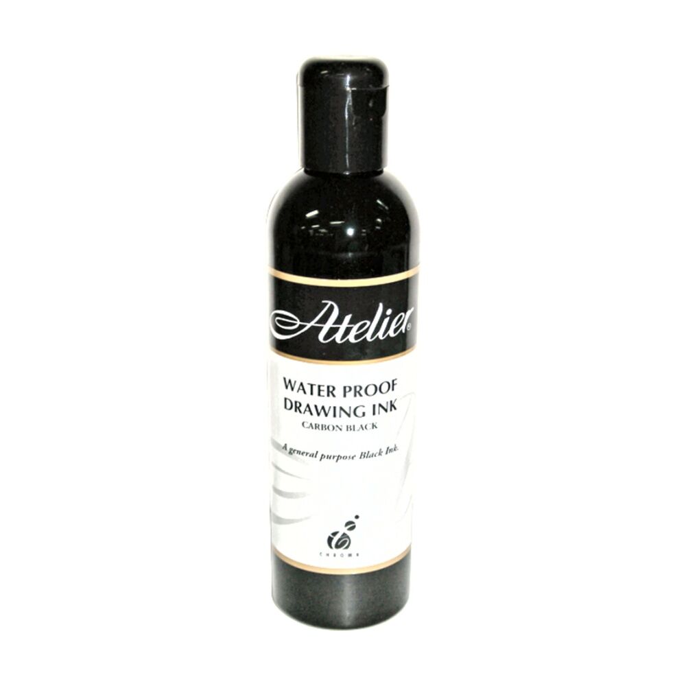 Atelier General Purpose Waterproof Artist Drawing Ink 250mL Carbon Black