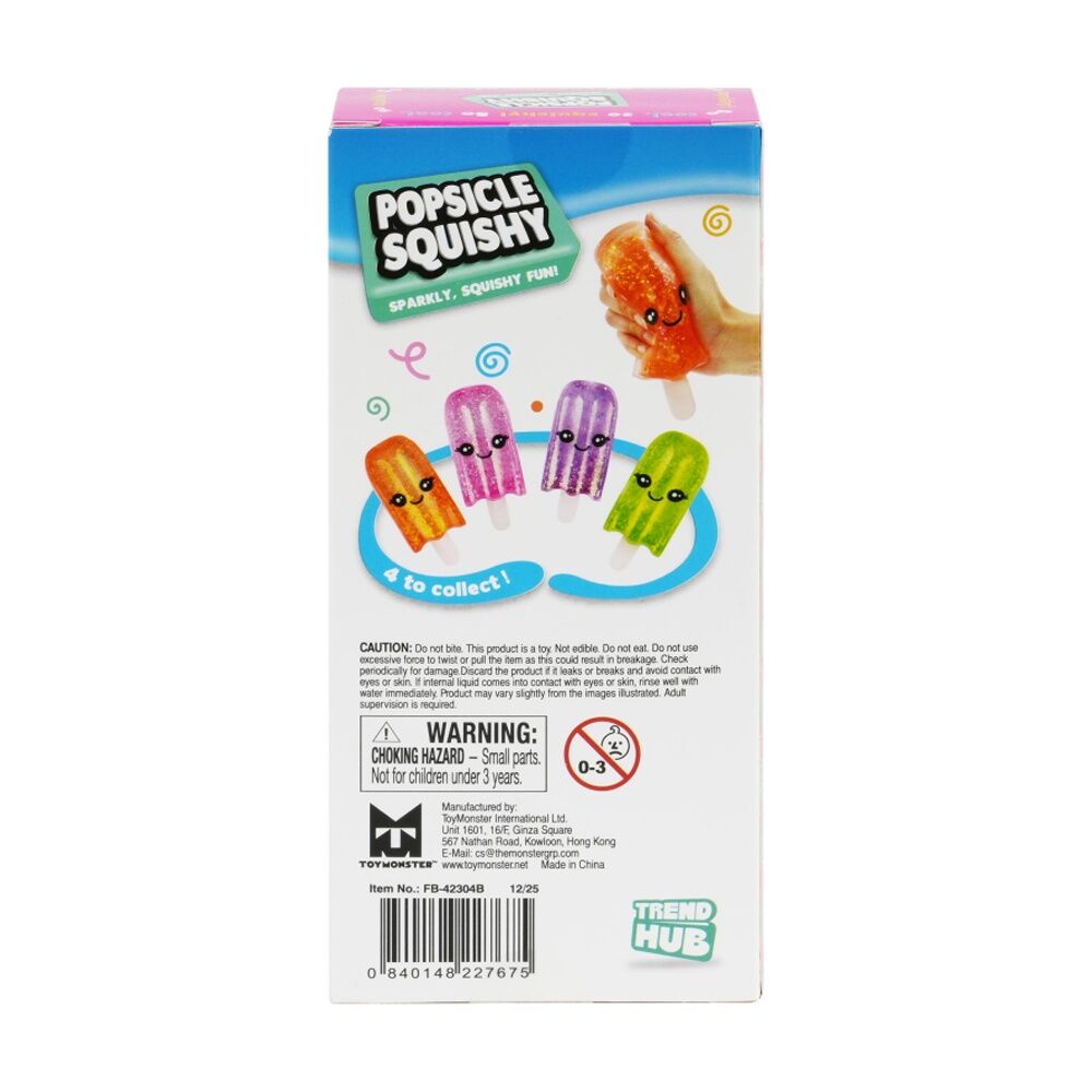 3PK Trend Hub Kids 3y+ Popsicle Squishy Glitter Sensory Fidget Toy Assorted