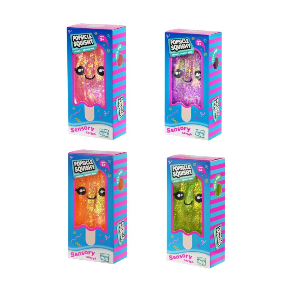 3PK Trend Hub Kids 3y+ Popsicle Squishy Glitter Sensory Fidget Toy Assorted