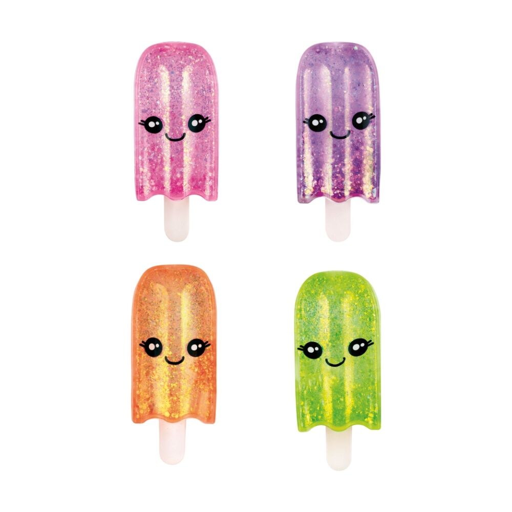 3PK Trend Hub Kids 3y+ Popsicle Squishy Glitter Sensory Fidget Toy Assorted