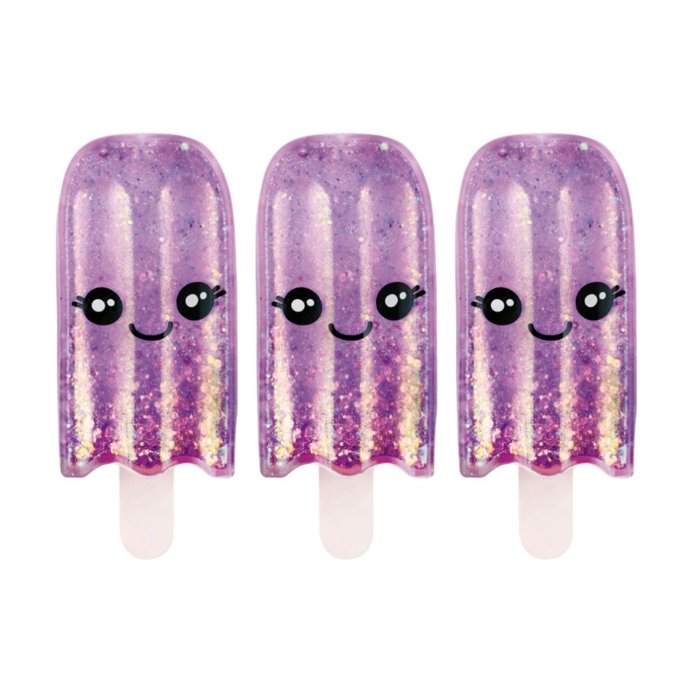 3PK Trend Hub Kids 3y+ Popsicle Squishy Glitter Sensory Fidget Toy Assorted